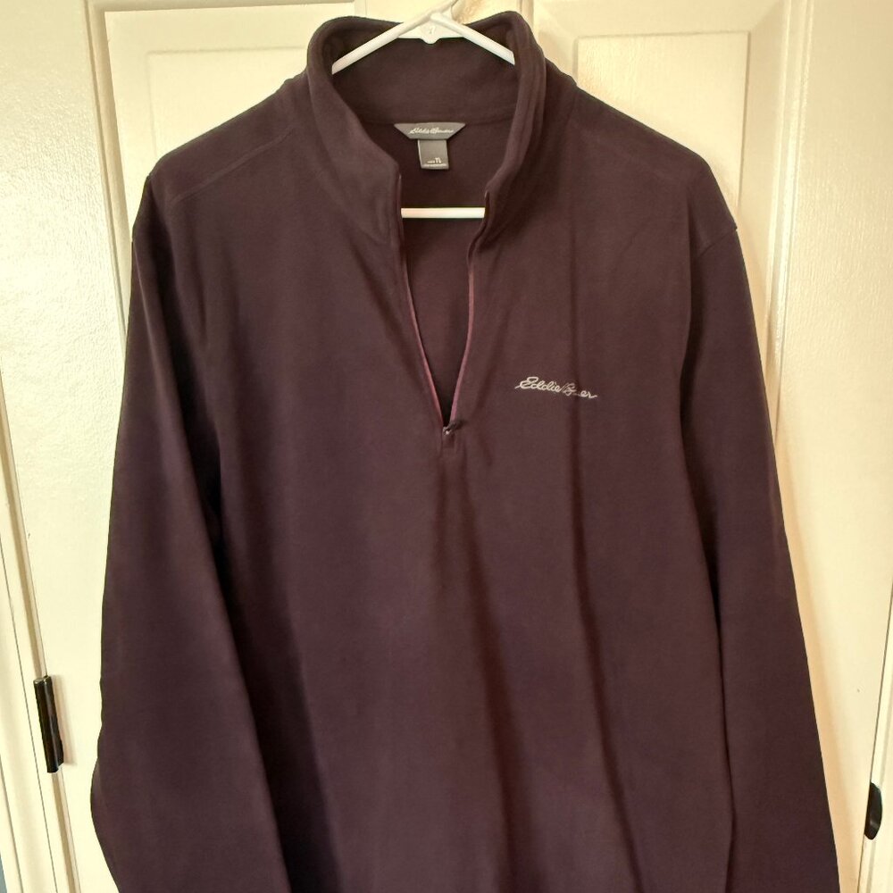 Eddie Bauer men's purple quarter zip microfleece - size large tall - never worn